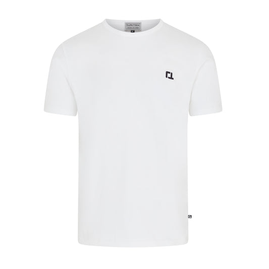 Quantock One T Shirt - White w Navy Motif