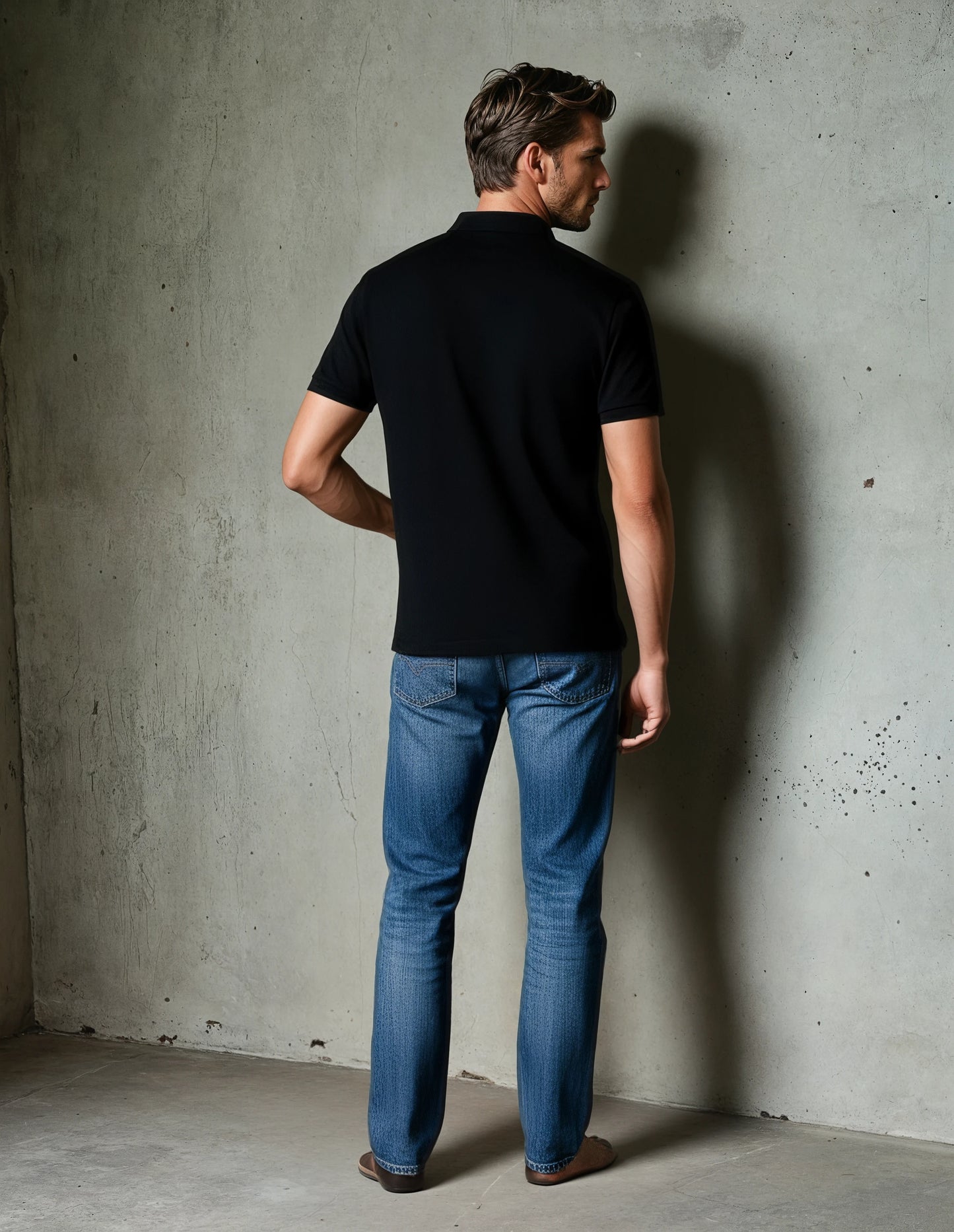 Quantock Polo in Black with Red Motif