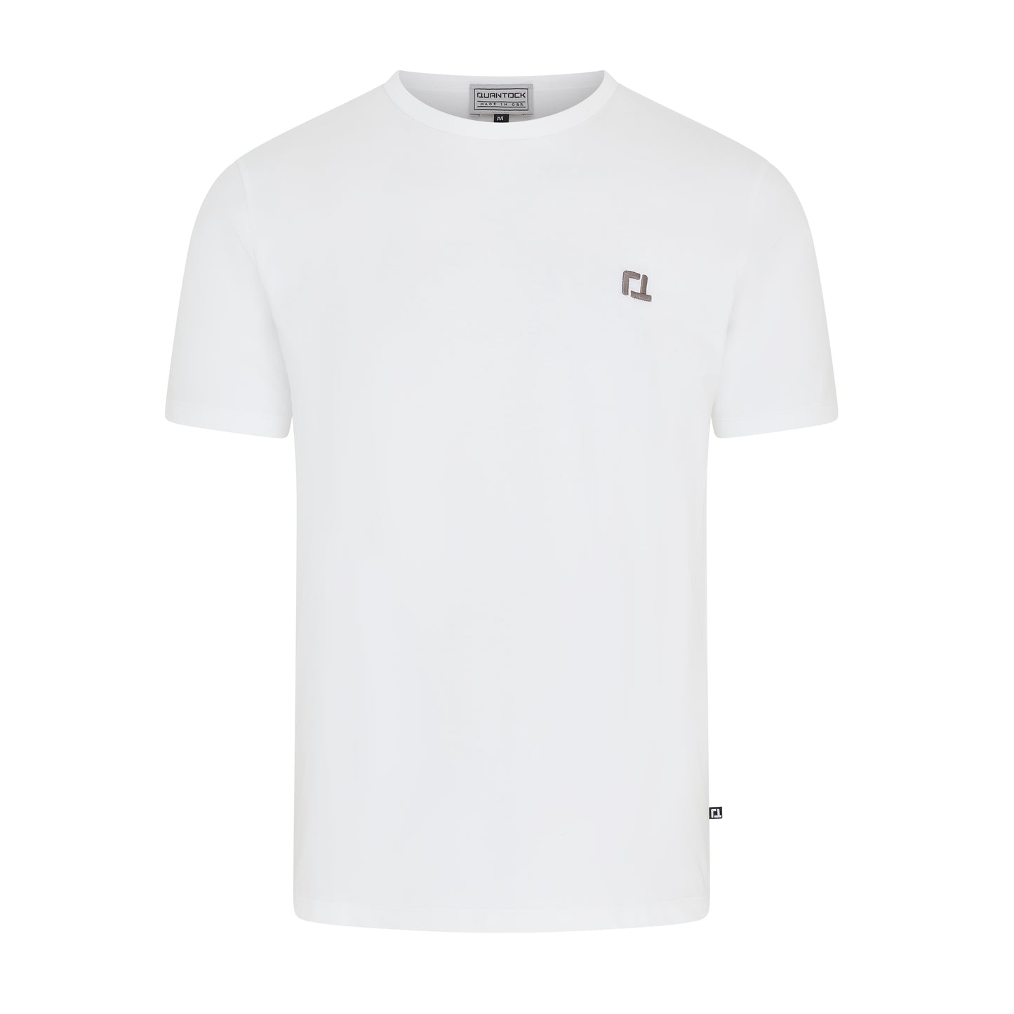 Quantock One T Shirt - White w Grey Motif