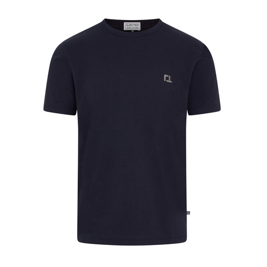 Quantock One T Shirt - Navy w Grey Motif