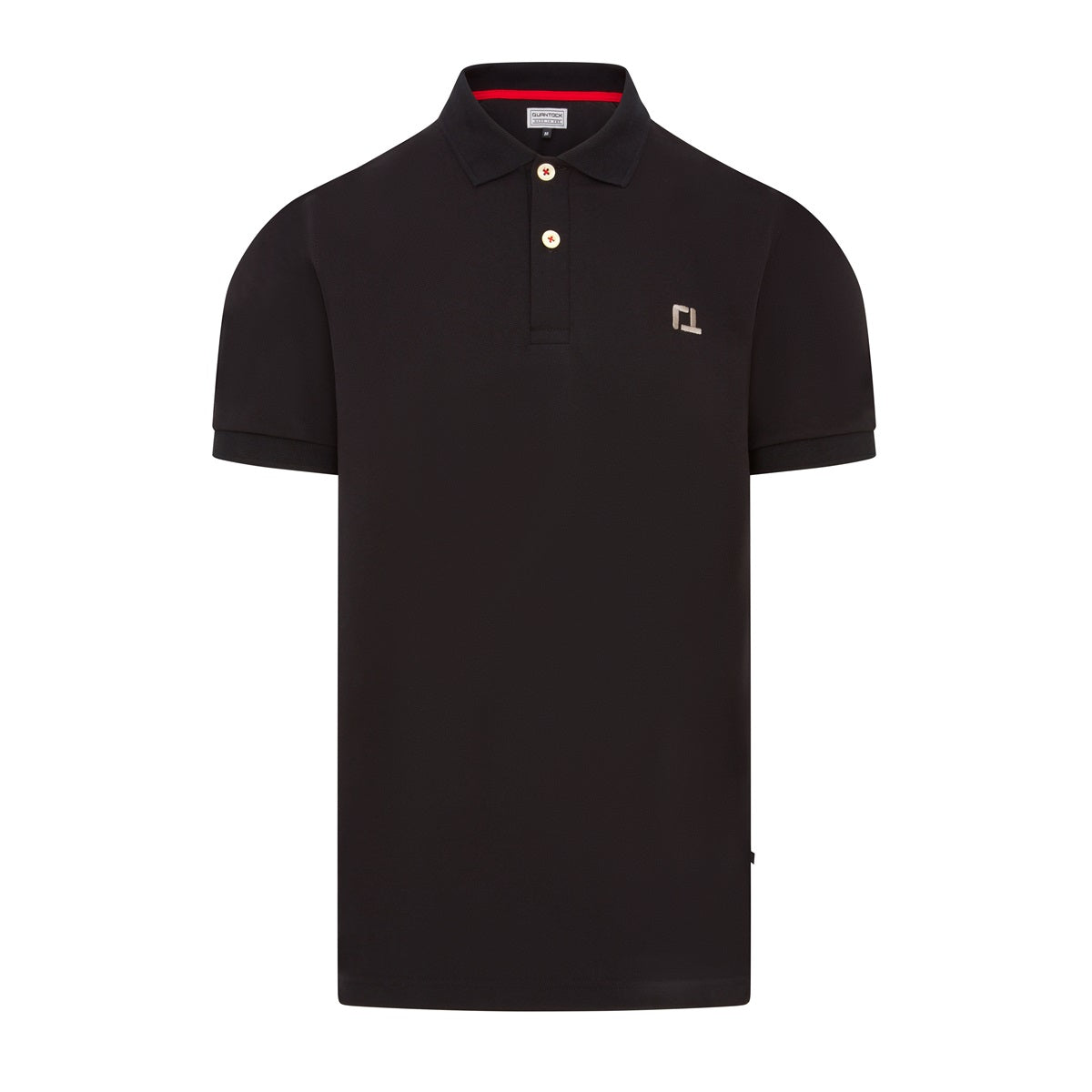 Quantock Polo in Black with Grey Motif