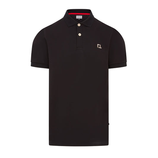Quantock Polo in Black with Grey Motif