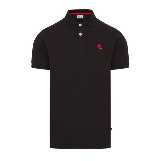 Quantock Polo in Black with Red Motif