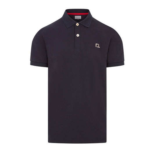 Quantock Polo in Navy with Grey Motif