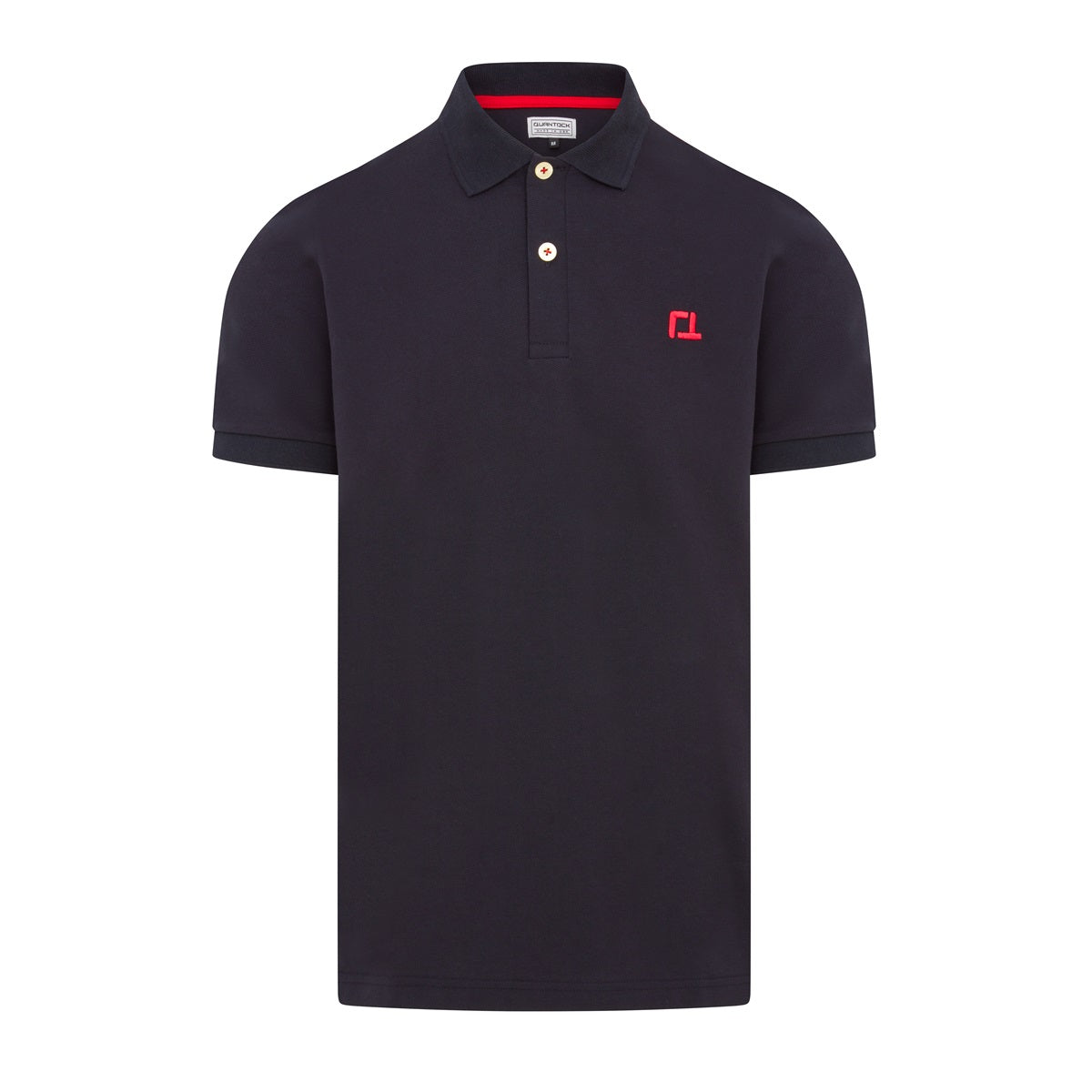 Quantock Polo in Navy with Red Motif