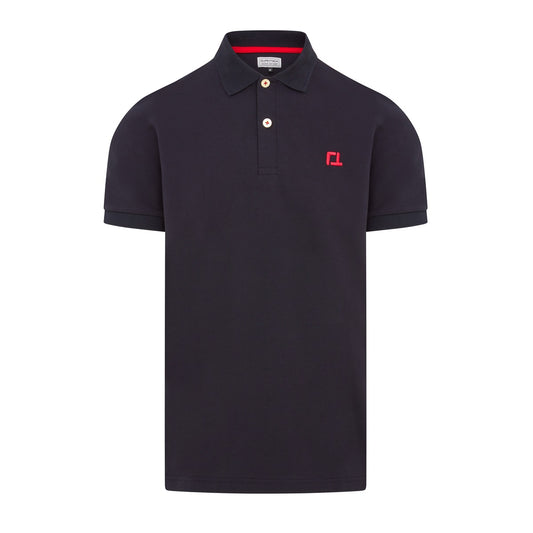 Quantock Polo in Navy with Red Motif
